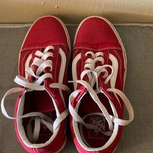 Red vans low top old school